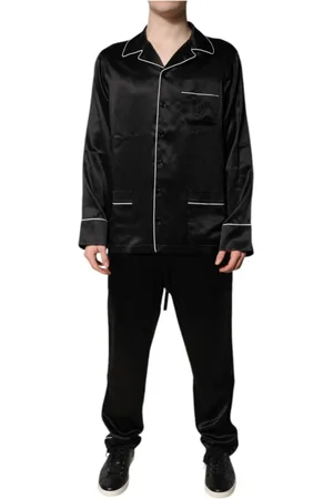 Dolce & Gabbana Homme, Vêtements de nuit et de détente, Noir, Taille: L Ensemble Pyjama en Soie Noire Nuit