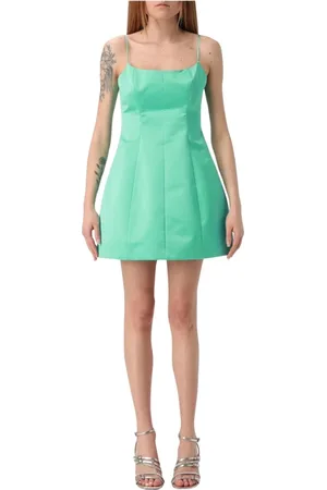 BLUMARINE Femme, Robes, Vert, Taille: 36 FR Élégante Robe Verte en Satin sans Manches