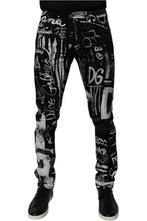 Dolce & Gabbana Homme, Jeans, Noir, Taille: M Logo Print Skinny Denim Jeans