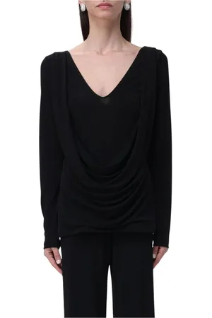 Alberta Ferretti Femme, Tops, Noir, Taille: 40 FR Haut Noir à Col Drapé
