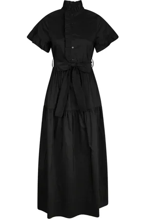 Neo Noir Femme, Robes, Noir, Taille: 40 FR Robe en Popeline Noire avec Volant