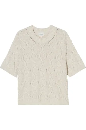 Closed Femme, Pulls, Gris, Taille: 38 FR Pull en tricot à manches courtes Gris clair
