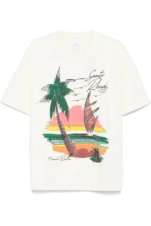 Rhude Homme, Tops, Blanc, Taille: L T-shirt Beige Col Rond Manches Courtes