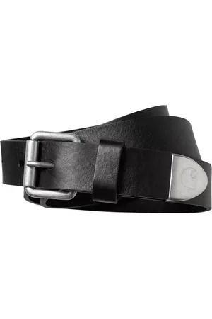 Carhartt Unisex, Accessoires, Noir, Taille: M Élégante ceinture en cuir noir Gun Metal