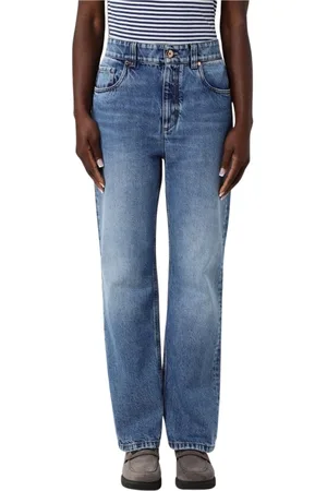 Brunello Cucinelli Femme, Jeans, Bleu, Taille: 38 FR Élégant Jean Droit Bleu