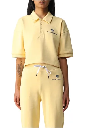 Chiara Ferragni Femme, Tops, Jaune, Taille: 42 FR Polo en Coton avec Détail Logo