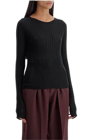 Lanvin Femme, Pulls, Noir, Taille: 40 FR Pull en Laine Côtelée Noir