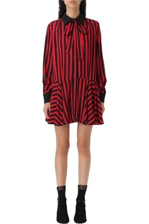 Msgm Femme, Robes, Rouge, Taille: 36 FR Robe Mini Rayée Rouge avec Col