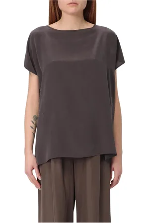 ALYSI Femme, Blouses et Chemises, Gris, Taille: 40 FR Blouse Blanche à Col Bateau