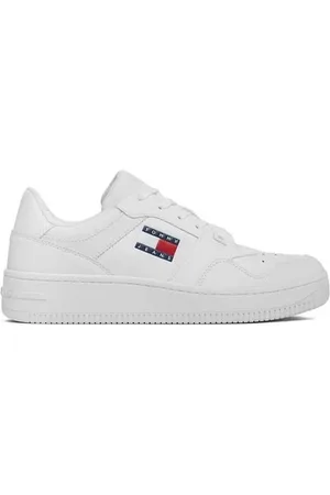 Tommy Hilfiger Homme, Chaussures, Blanc, Taille: 44 EU Baskets en cuir blanc collection printemps/été