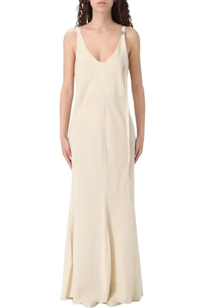 Sportmax Femme, Robes, , Taille: 36 FR Élégante Robe Longue Ivoire Col en V