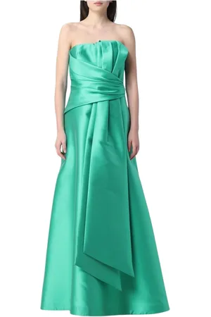 Alberta Ferretti Femme, Robes, Bleu, Taille: 38 FR Robe de Soirée en Soie Bleue avec Détail Drapé