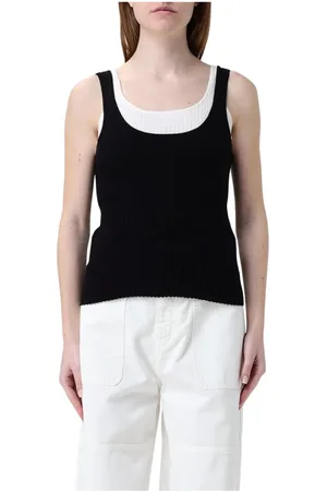 Twin-Set Femme, Tops, Noir, Taille: 40 FR Haut sans manches côtelé
