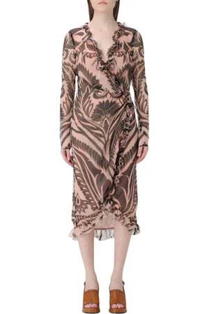 Etro Femme, Robes, Multicolore, Taille: 38 FR Robe Midi en Soie Imprimée Multicolore