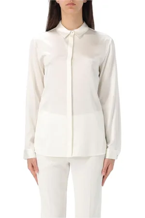Emporio Armani Femme, Blouses et Chemises, Blanc, Taille: 34 FR Chemisier en Soie Classique Élégante Chemise Blanche