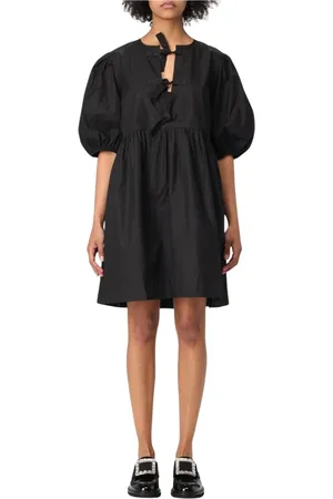Ganni Femme, Robes, Noir, Taille: 36 FR Élégante Robe à Col à