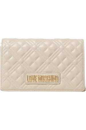 Moschino Femme, Sacs, , Taille: ONE Size Portefeuille Matelassé en Ivoire