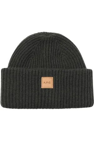 A.P.C. Femme, Accessoires, Vert, Taille: S Bonnet en Tricot Côtelé Vert