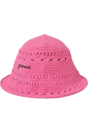 Ganni Femme, Accessoires, Rose, Taille: ONE Size Chapeau Seau Crochet Rose Été