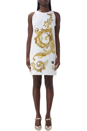 VERSACE Femme, Robes, Blanc, Taille: 38 FR Robe Blanche Élégante à Imprimé Baroque