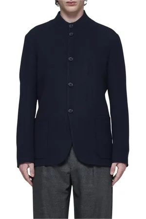 Giorgio Armani Homme, Vestes, Bleu, Taille: L Blazer Col Mandarin Bleu Marine