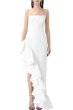 GIUSEPPE DI MORABITO Femme, Robes, Blanc, Taille: 36 FR Robe Longue Blanche Élégante à Volants