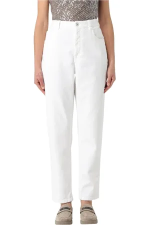 Brunello Cucinelli Femme, Jeans, Blanc, Taille: 36 FR Jeans Droits Blancs Classiques