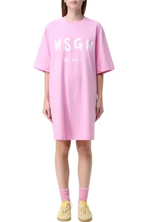 Msgm Femme, Robes, Rose, Taille: 38 FR Robe Rose avec Logo