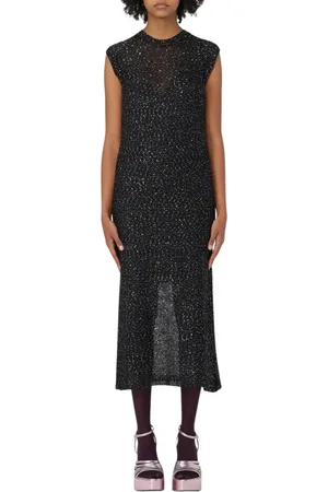 Msgm Femme, Robes, Noir, Taille: 40 FR Robe Midi à Paillettes Noires