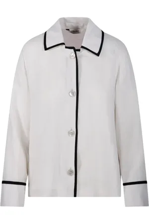 Max Mara Femme, Blouses et Chemises, Blanc, Taille: 38 FR Chemise en lin blanc avec boutons nacrés