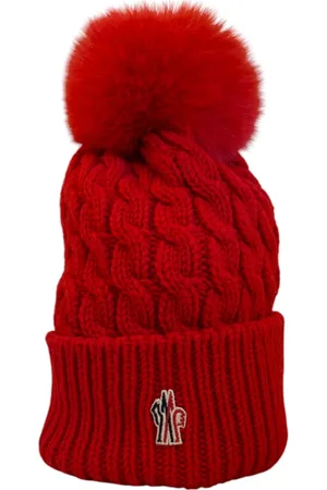 Moncler Unisex, Accessoires, Rouge, Taille: ONE Size Bonnet en Laine Rouge à Pompon