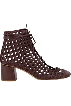 FORTE FORTE Femme, Chaussures, Rouge, Taille: 36 EU Bottines en Cuir Tissé Bordeaux
