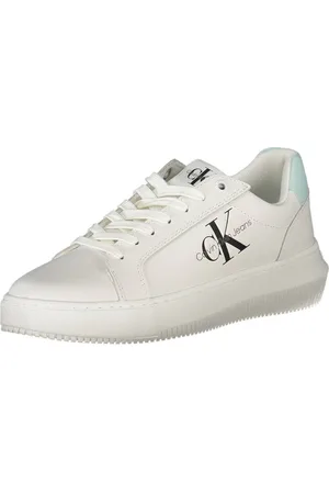 Calvin Klein Femme, Chaussures, Blanc, Taille: 36 EU Baskets Femme en Cuir Blanc
