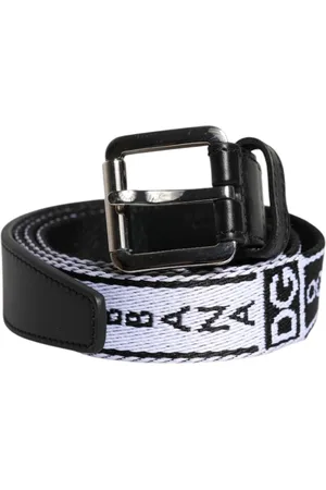 Dolce & Gabbana Homme, Accessoires, Noir, Taille: 100 CM Boucle de Ceinture en Métal avec Logo Noir Blanc