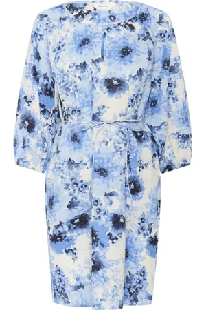 Part Two Femme, Robes, Bleu, Taille: 34 FR Robe fleurie avec encolure bateau