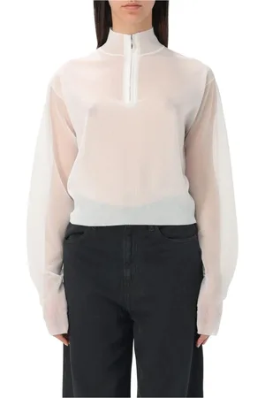Pinko Femme, Pulls, Blanc, Taille: 40 FR Pull Blanc à Fermeture Éclair