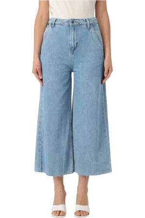 HUGO BOSS Femme, Jeans, Bleu, Taille: W30 Jean large à ourlet brut et raccourci