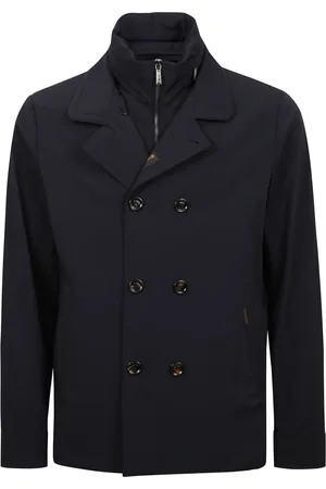 MOORER Homme, Vestes, Bleu, Taille: M Manteau à double boutonnage avec fermeture éclair sur le devant