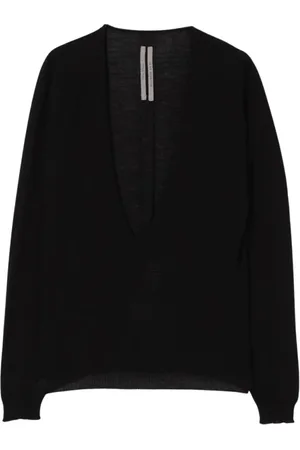 Rick Owens Femme, Pulls, Noir, Taille: 38 FR Gilet Beige à Col en V Tricoté