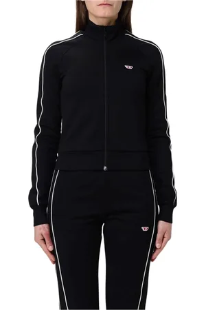 Diesel Femme, Sweatshirts et sweats à capuche, Noir, Taille: 40 FR Veste de Sport Élégante à Fermeture Éclair