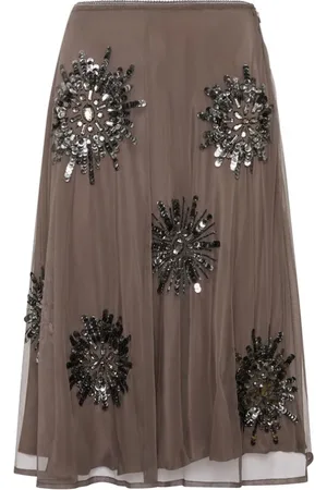 Maliparmi Femme, Jupes, Gris, Taille: 34 FR Jupe en Polyester Floral