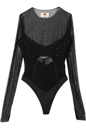 ANIYE BY Femme, Tops, Noir, Taille: 36 FR Haut Corset en Maille à Strass Noirs
