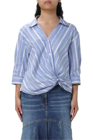Woolrich Femme, Blouses et Chemises, Bleu, Taille: 42 FR Chemisier à Rayures avec