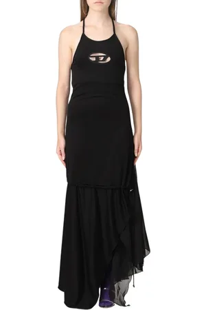 Diesel Femme, Robes, Noir, Taille: 38 FR Élégante Robe Maxi Noire avec Col Halter
