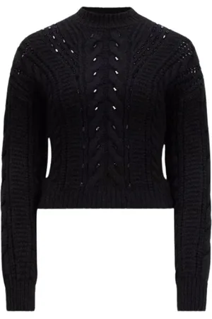Moncler Femme, Pulls, Noir, Taille: 42 FR Pull Noir en Mohair et Laine Brodé