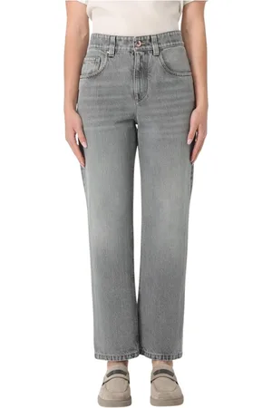 Brunello Cucinelli Femme, Jeans, Gris, Taille: 36 FR Jean droit bleu pour femmes