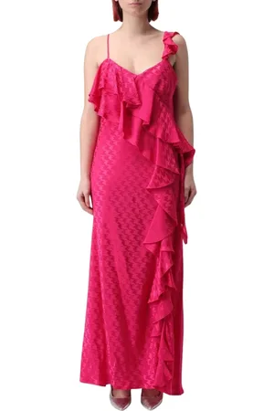 Msgm Femme, Robes, Rose, Taille: 38 FR Robe Longue Fuchsia à Volants