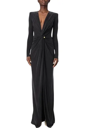 Elisabetta Franchi Femme, Robes, Noir, Taille: 44 FR Robe Longue Drapée Sophistiquée