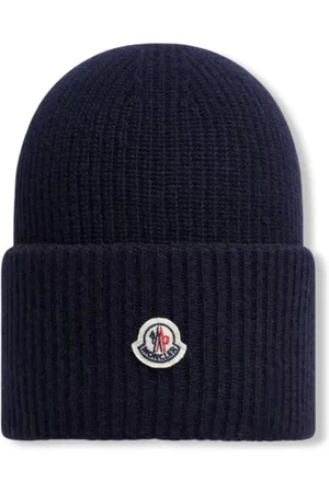 Moncler Homme, Accessoires, Bleu, Taille: ONE Size Archive Logo Wool Hat