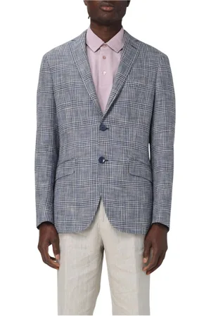 Etro Homme, Vestes, Multicolore, Taille: L Blazer à carreaux multicolore en lin